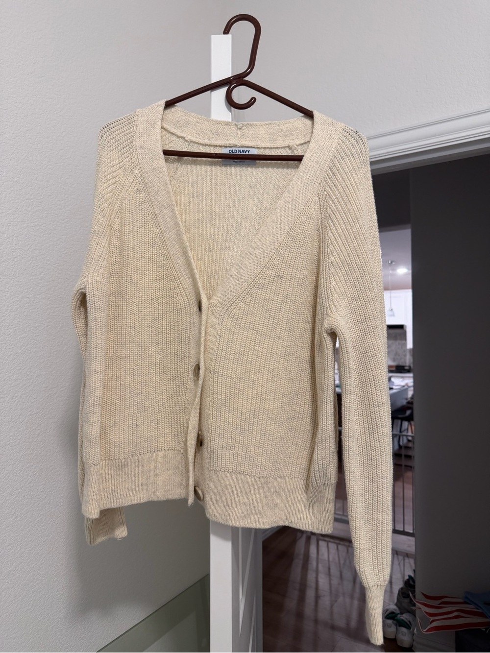 Old Navy Cream V-Neck Button Cardigan Sweater